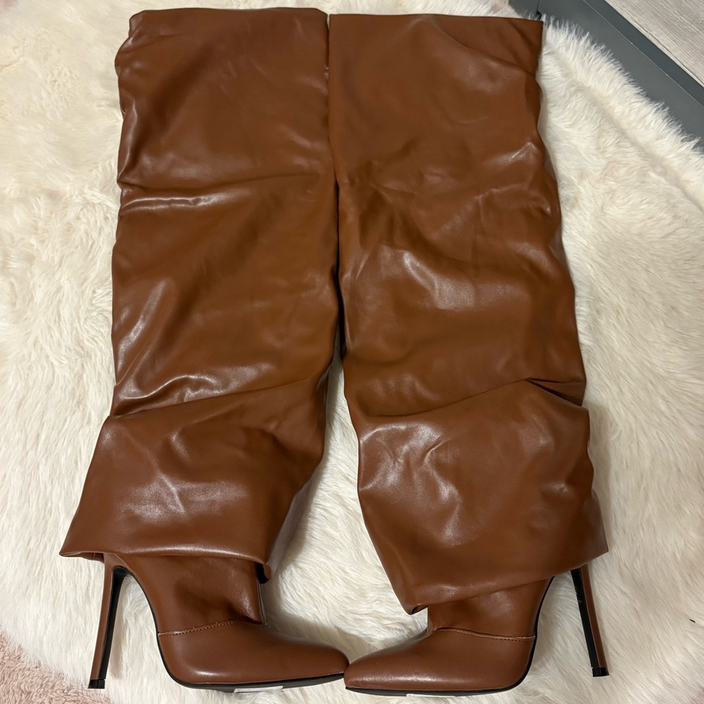 Wild Diva Brown Over the Knee Boots - Picture 2 of 4